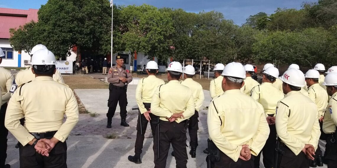 Jaga Sinergitas Sat Pam Obvit Polres Bontang laksanakan Apel Gabungan Bersama Pam Internal Kamtib PT Pupuk Kaltim