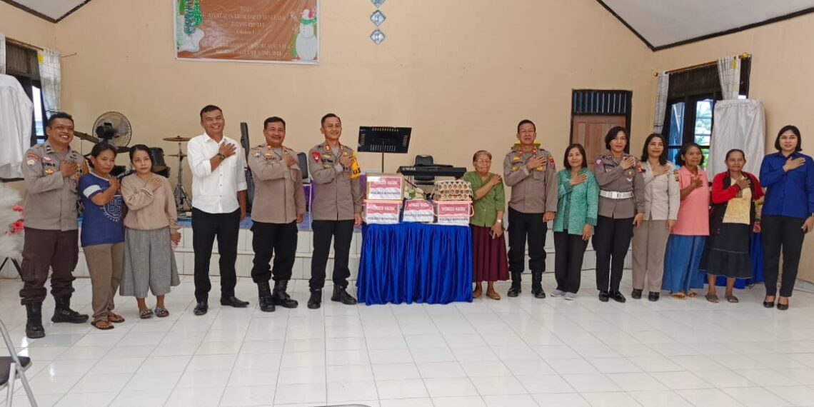 Pererat Hubungan, Minggu Kasih Kapolres Bontang kunjungi Gereja Betel Tabernakel Yahweh Jireh Kel Telihan