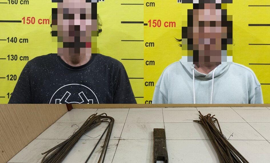 Polsek Muara Badak amankan Dua terduga pelaku Pencurian besi bahan bangunan di SMP IT Muara Badak