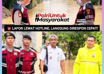 Respons Cepat Polres Bontang Tindaklanjuti Laporan Hotline Warga Terkait Banjir di Telihan