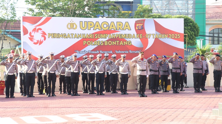Polres Bontang Gelar Upacara Peringatan Hari Sumpah Pemuda ke-97 berjalan dengan hikmat