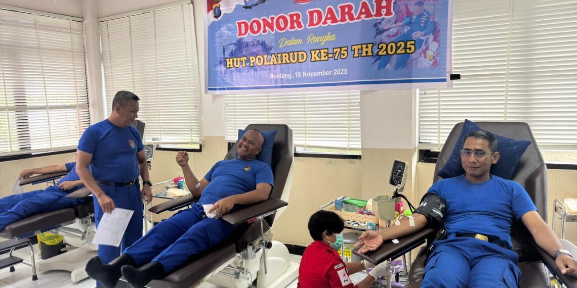 Setetes Darah, Sejuta Harapan : Giat Donor Darah Sat Polairud Polres Bontang