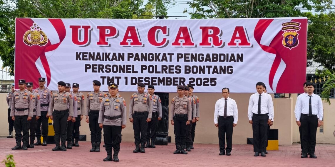 Polres Bontang gelar Upacara Kenaikan Pangkat Pengabdian Personel Polres Bontang